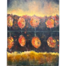 Autumn Reflection – original oil painting on canvas, 75×95cm. Artist: Marina Stognieva